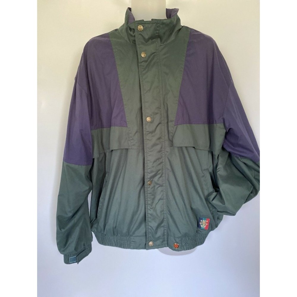 Vintage Sunice Golf Men Full‎ Zip Vented Windbreaker Navy Green Urban XL Hip Hop